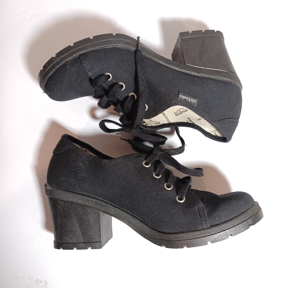 Victoria Women's Platform Sneaker with Heel Y2K Size 39 in Black